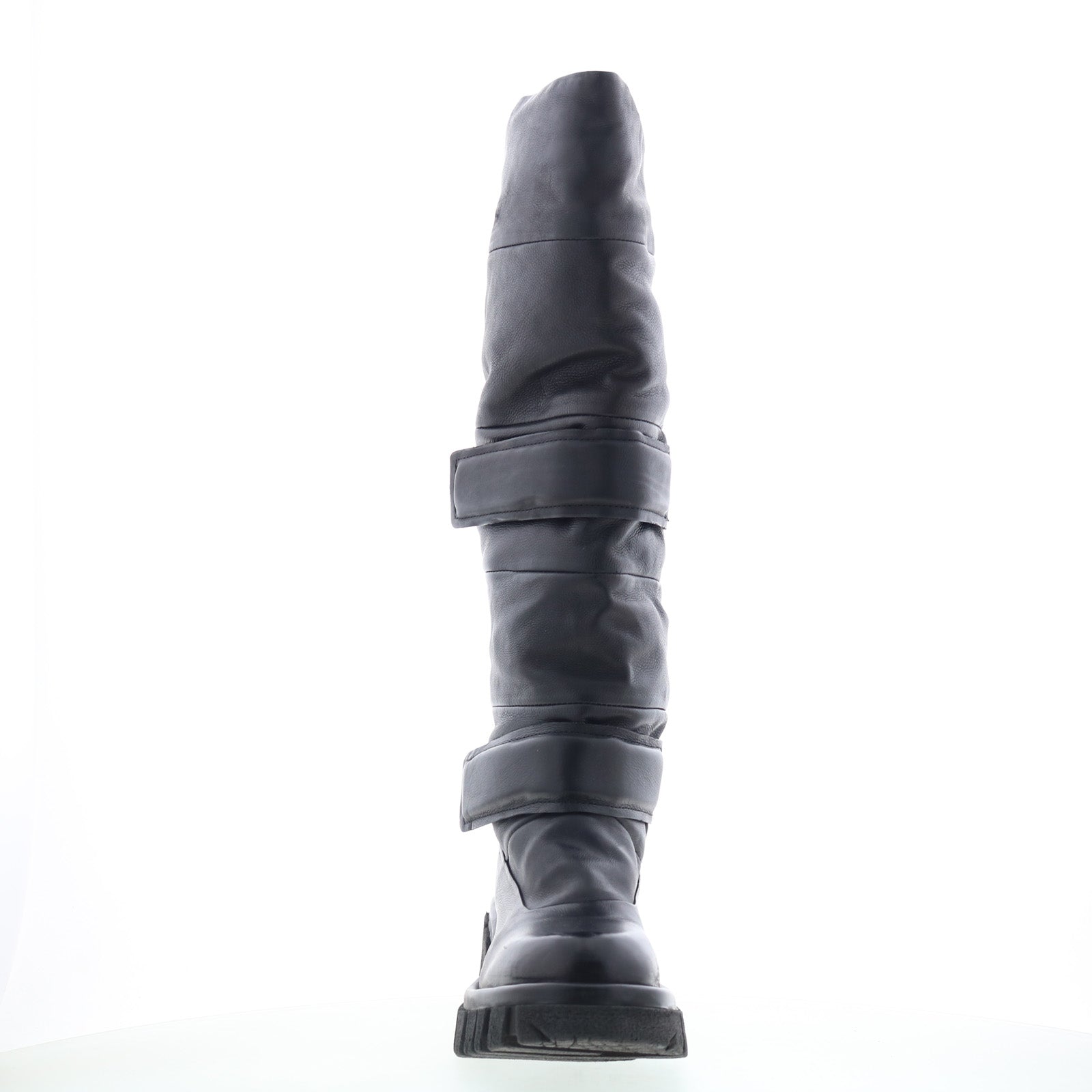 Halpert Womens Black Leather Zipper Knee High Boots