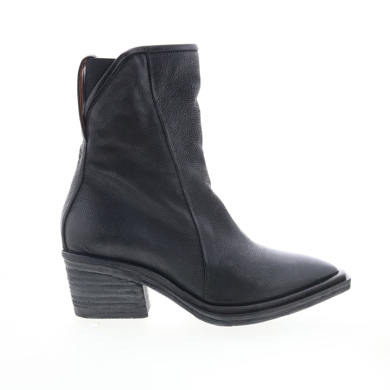 Imogene Womens Black Leather Slip On Ankle & Booties Boots