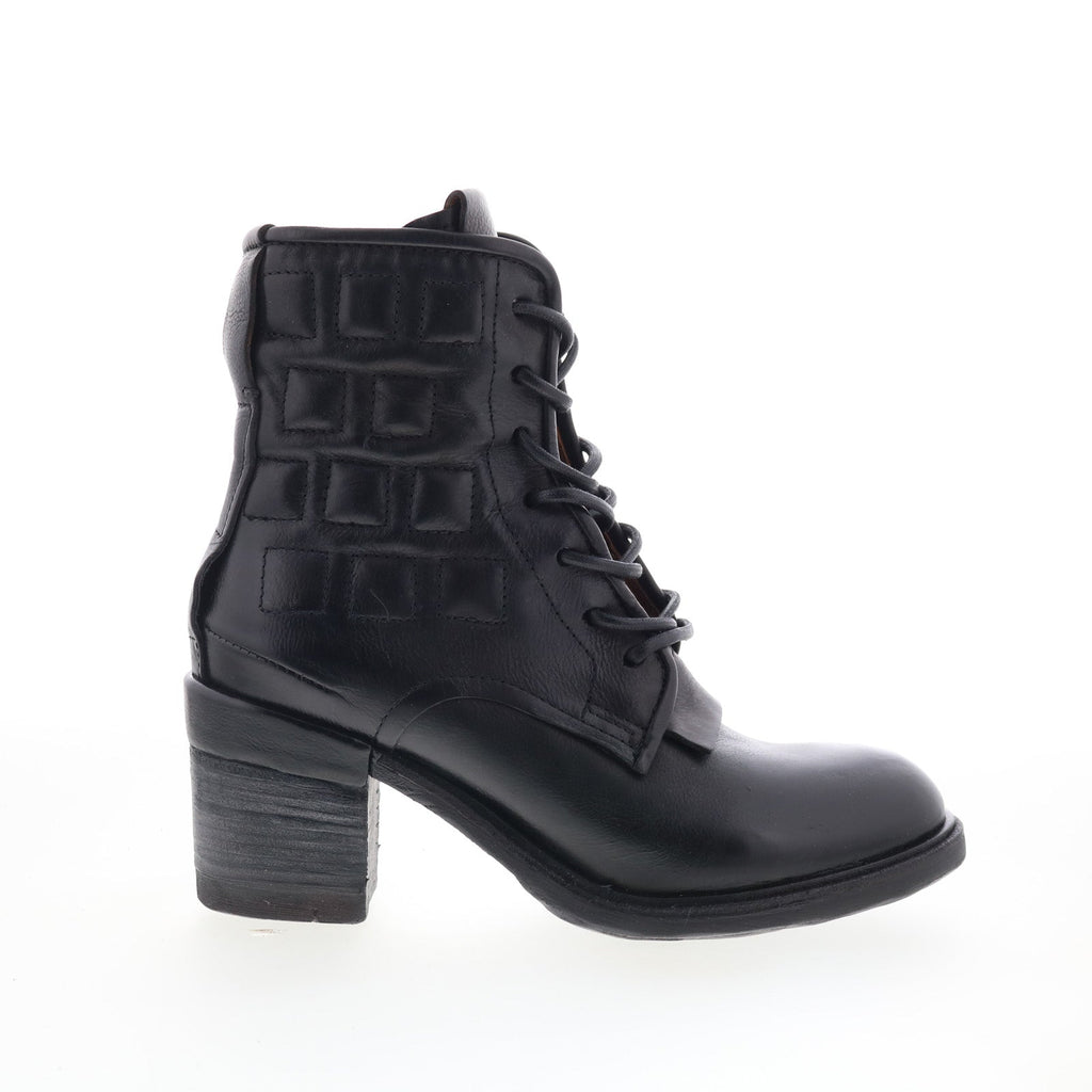 Jalen Womens Black Leather Lace Up Ankle & Booties Boots