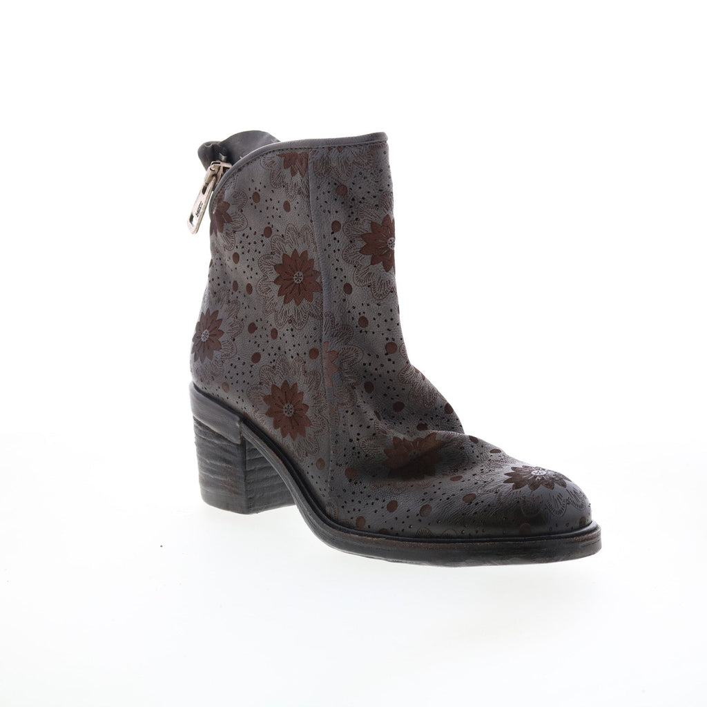 Jase Floral Womens Gray Leather Zipper Casual Dress Boots