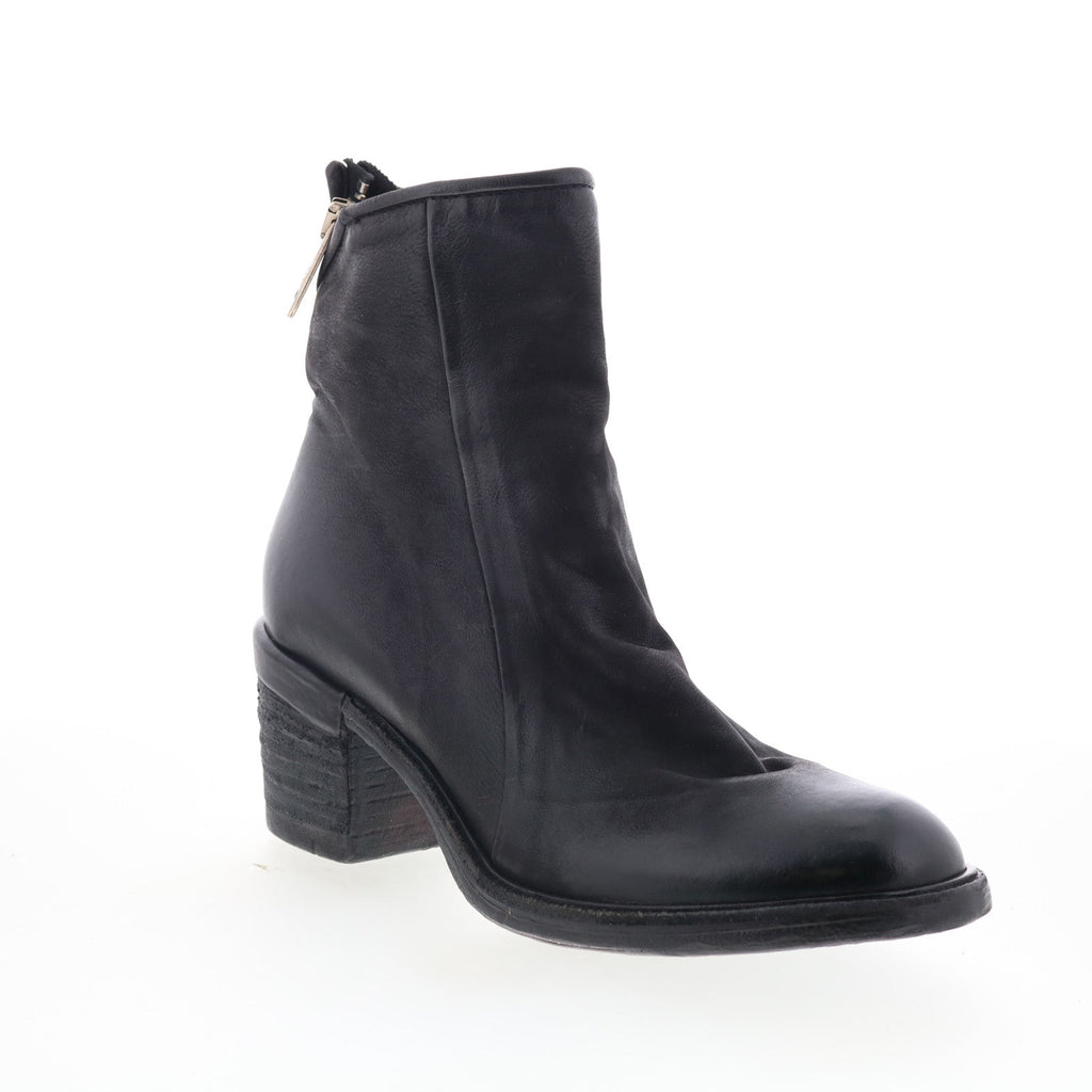 Jase Womens Black Leather Zipper Ankle & Booties Boots