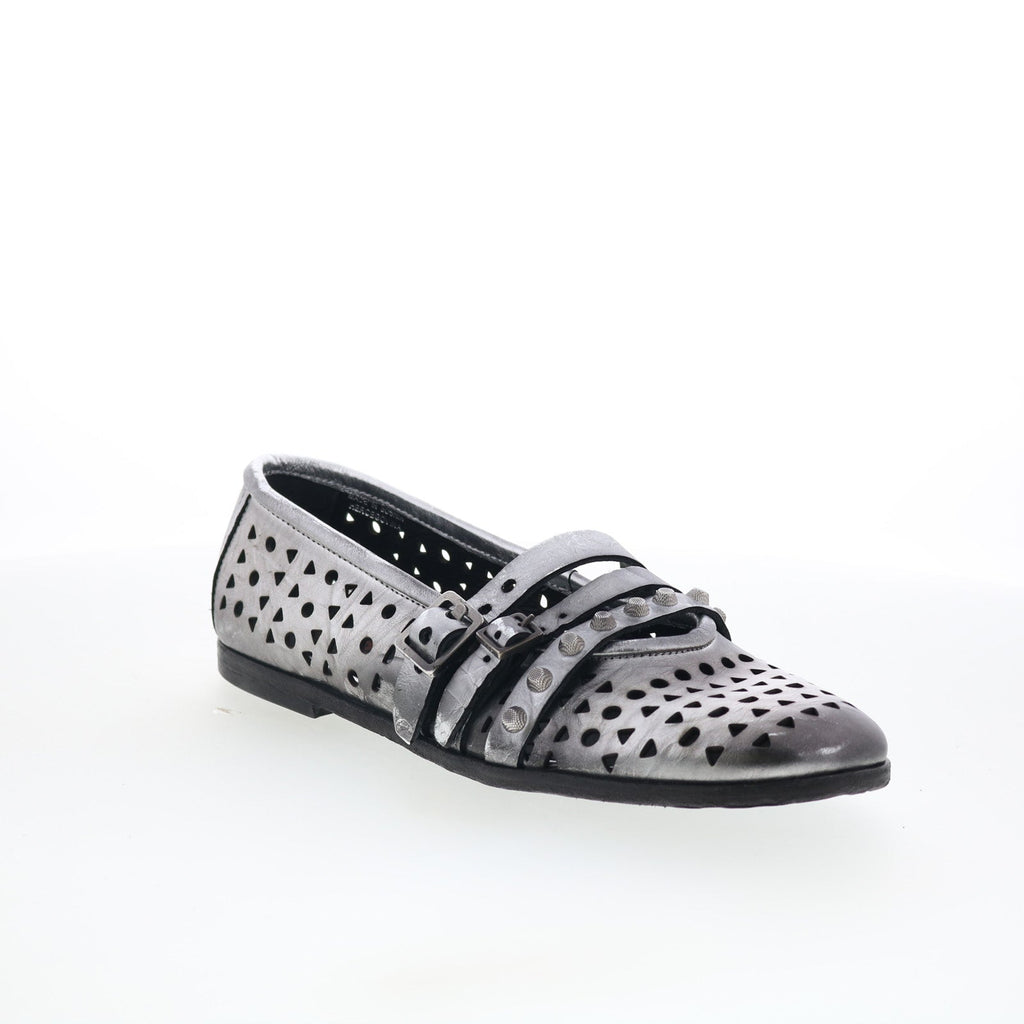 Jett Womens Silver Leather Hook & Loop Loafer Flats Shoes