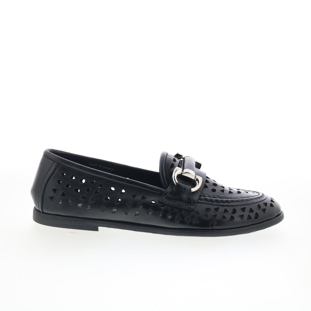 Jorge Womens Black Leather Slip On Loafer Flats Shoes