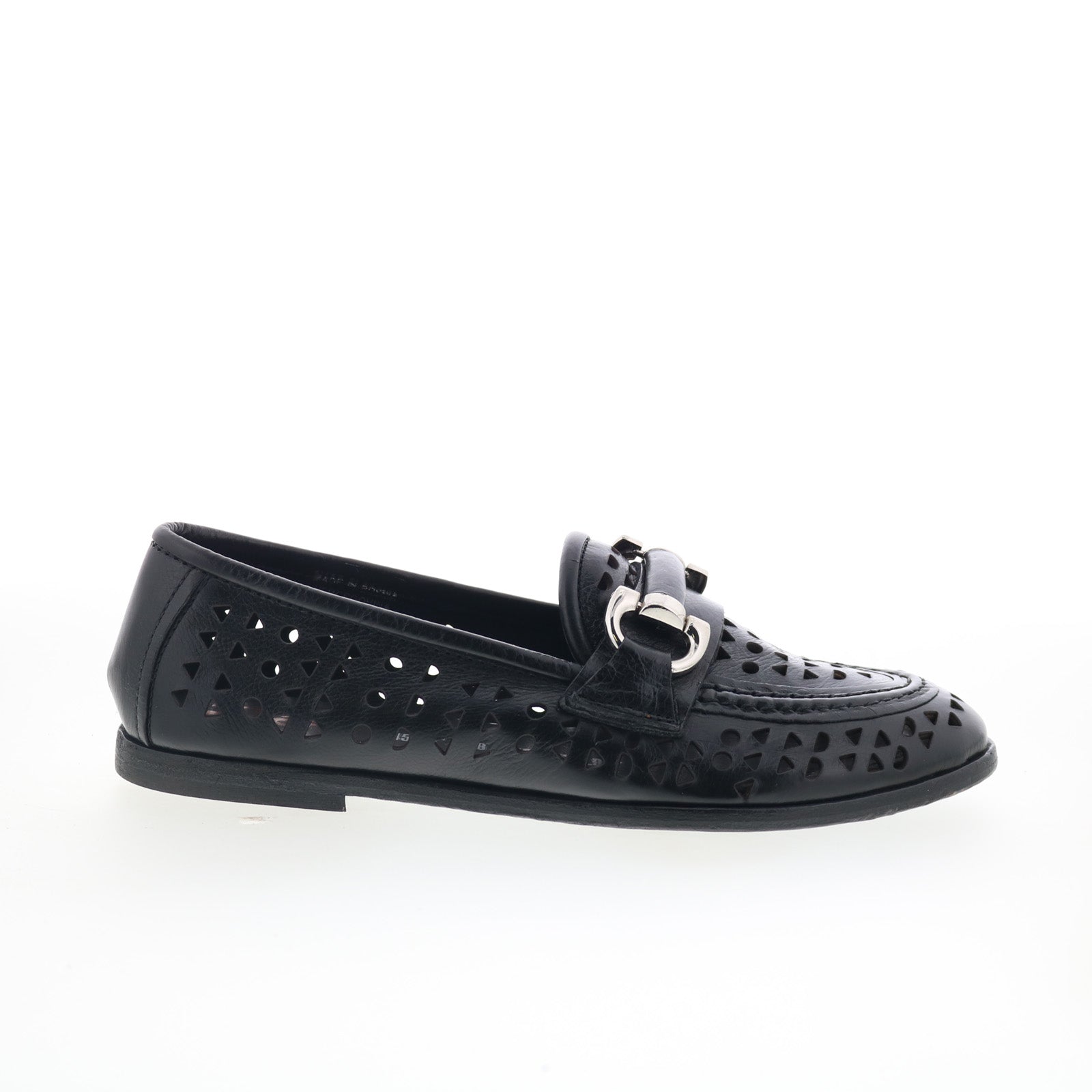 Jorge Womens Black Leather Slip On Loafer Flats Shoes