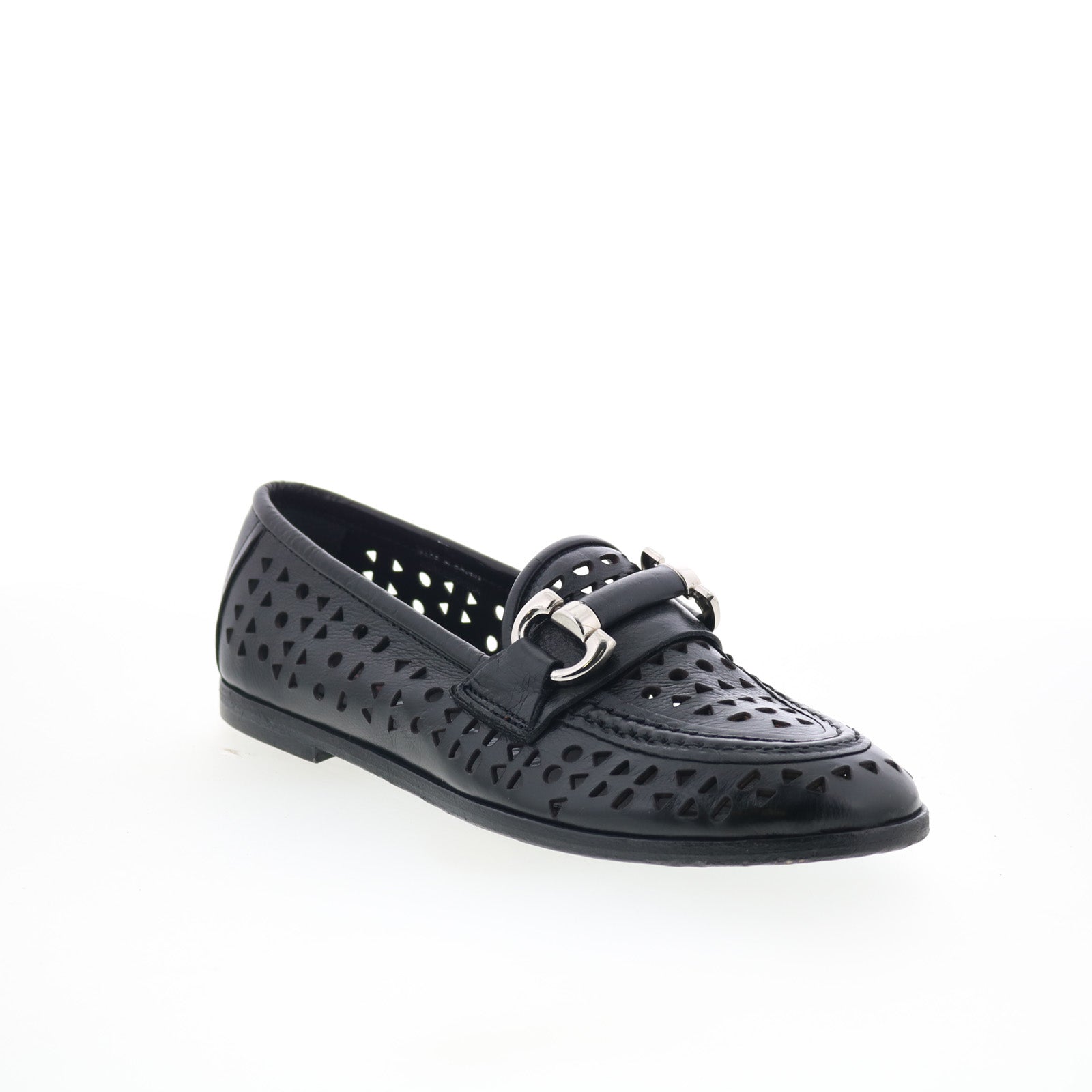 Jorge Womens Black Leather Slip On Loafer Flats Shoes