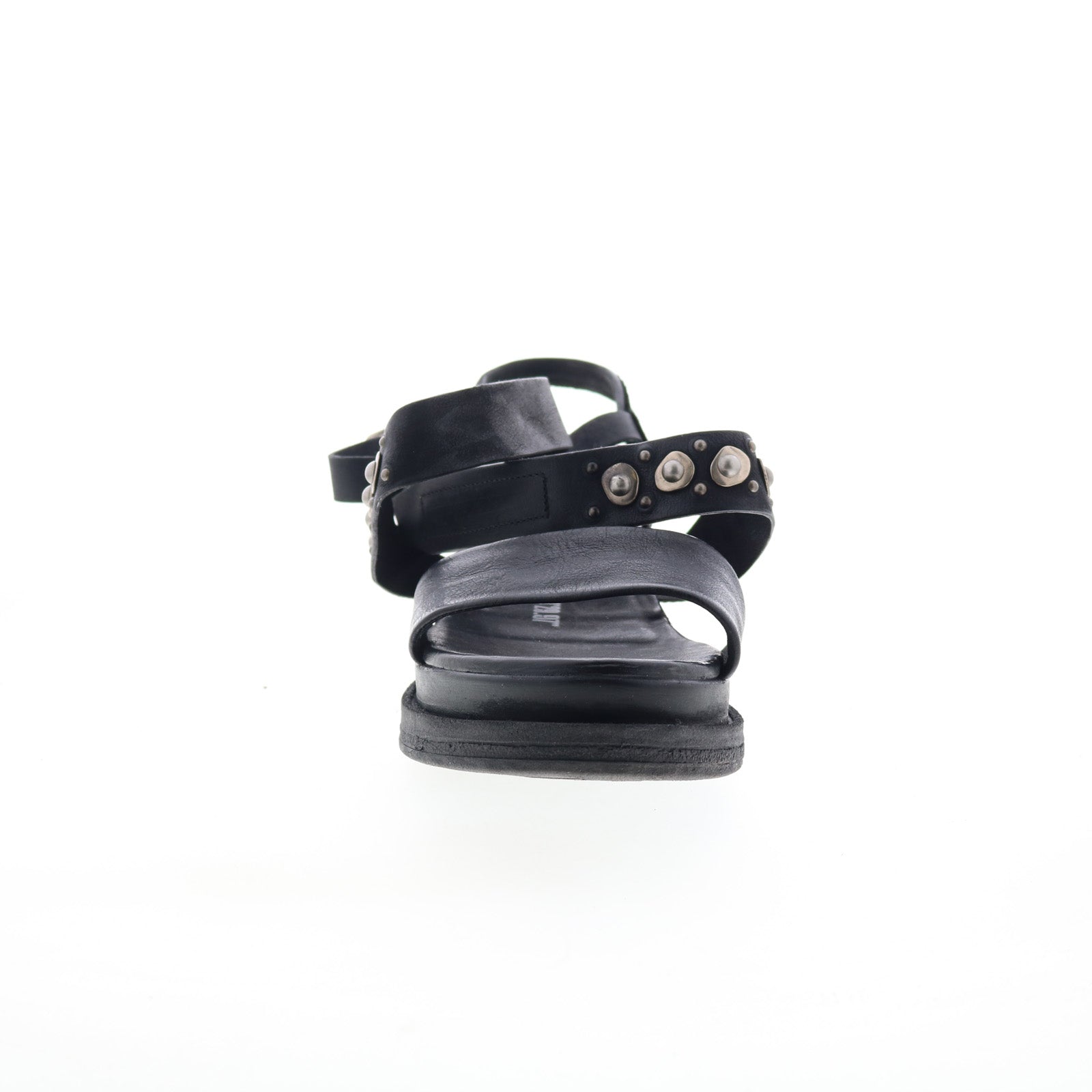 Larkie Womens Black Leather Hook & Loop Platform Sandals Shoes