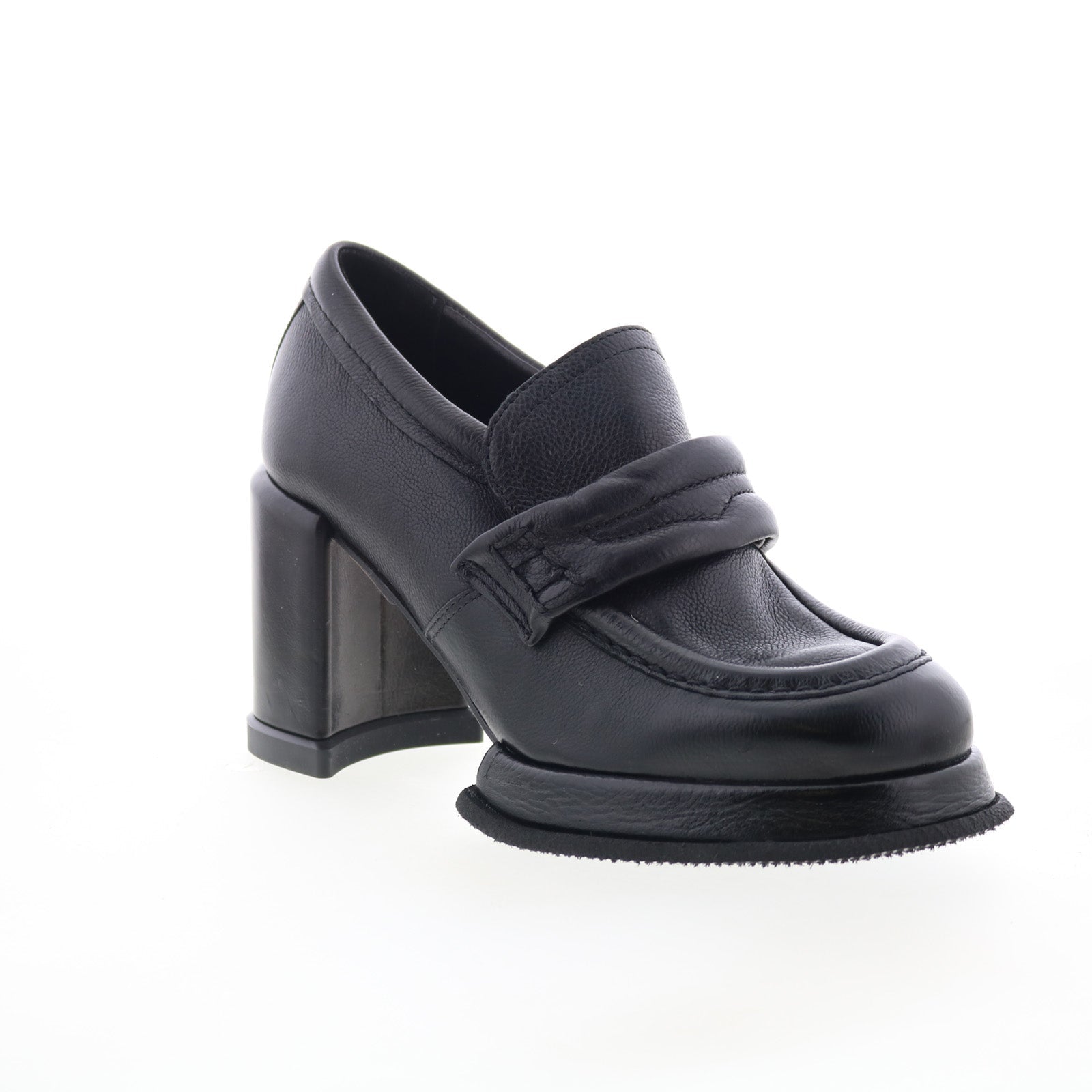 Leight Womens Black Leather Slip On Pumps Heels Shoes