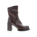 Leti Womens Brown Leather Zipper Ankle & Booties Boots