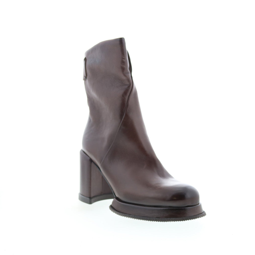 Leti Womens Brown Leather Zipper Ankle & Booties Boots