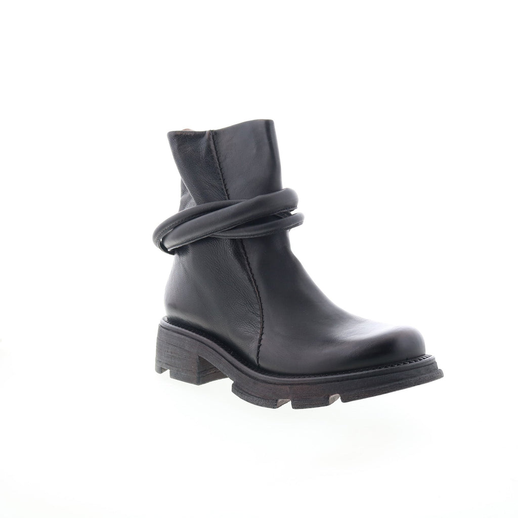 Lider Womens Black Leather Zipper Casual Dress Boots