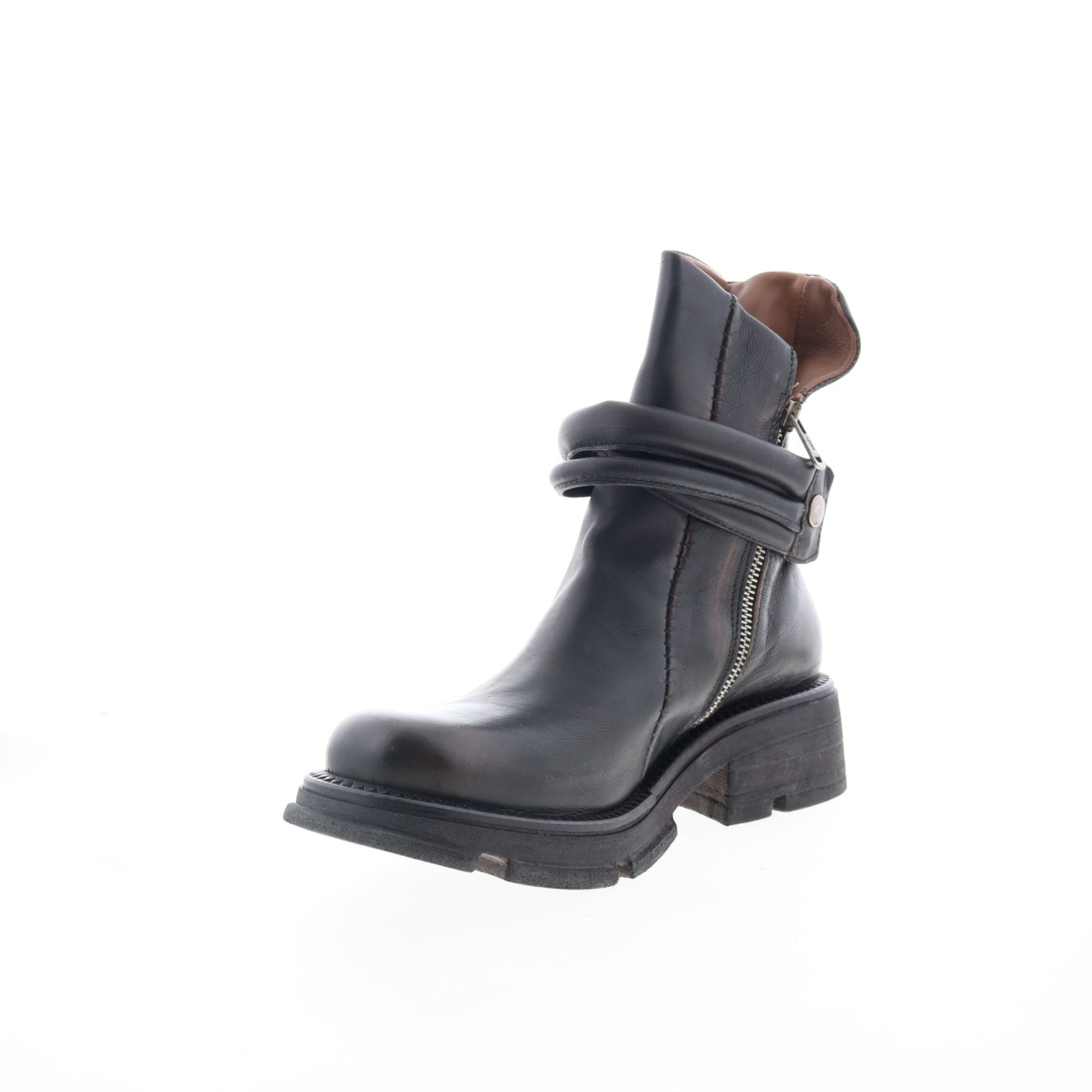 Lider Womens Black Leather Zipper Casual Dress Boots
