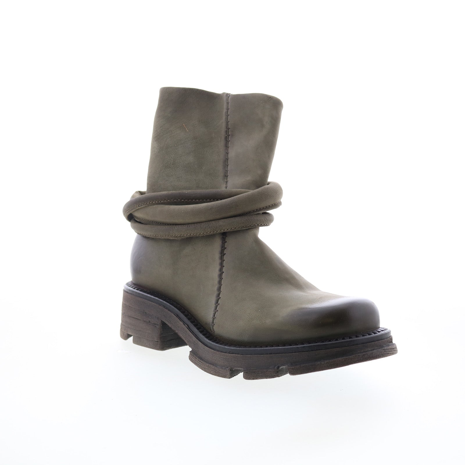 Linder Womens Green Leather Zipper Casual Dress Boots