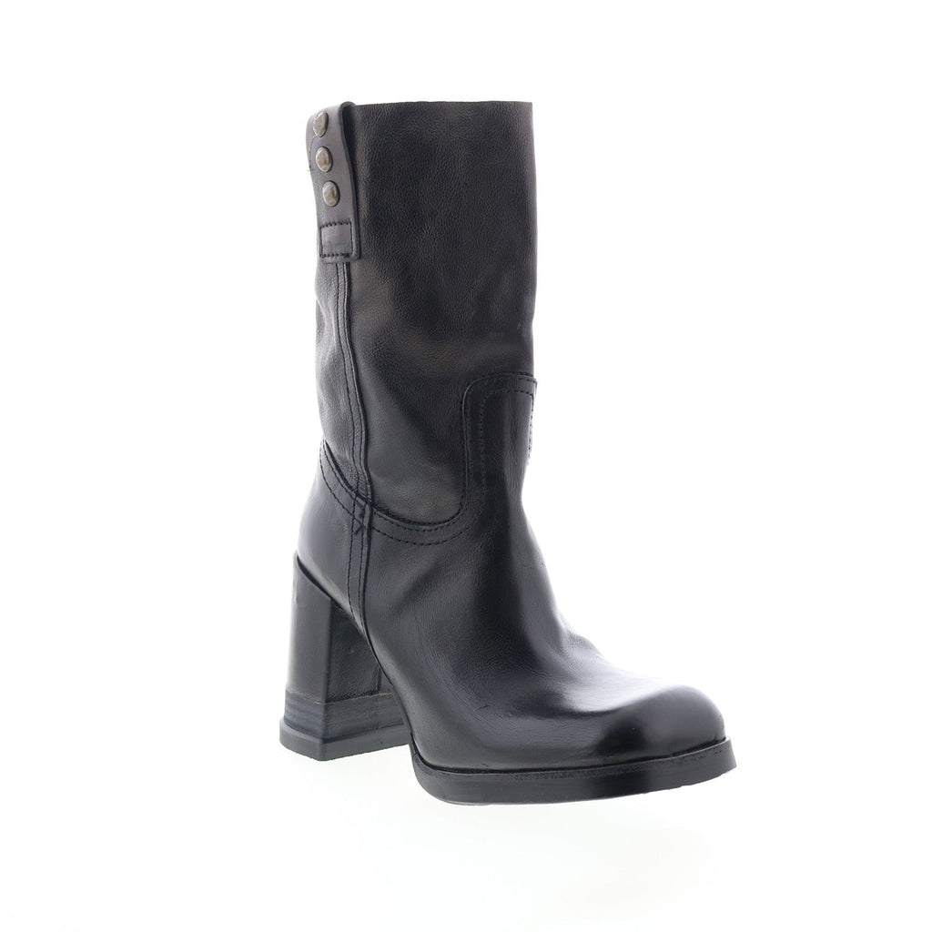 Lyam Womens Black Leather Slip On Casual Dress Boots