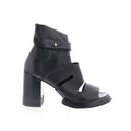 Mattie Womens Black Leather Zipper Heeled Sandals Shoes