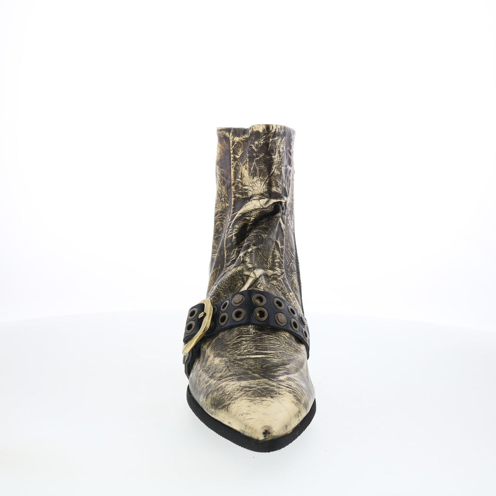 Maxie Womens Gold Leather Zipper Ankle & Booties Boots