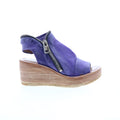 Naylor Womens Purple Leather Zipper Wedges Sandals Shoes