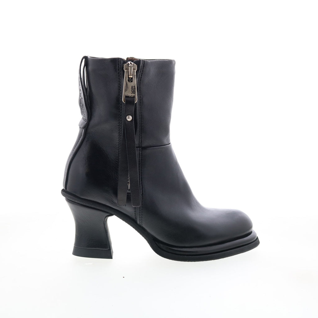 Nelle Womens Black Leather Zipper Casual Dress Boots