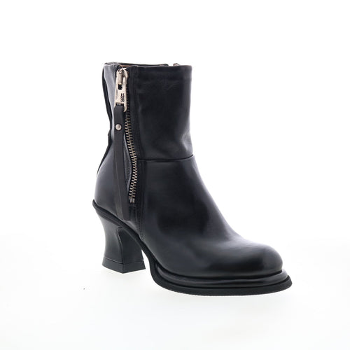 Nelle Womens Black Leather Zipper Casual Dress Boots