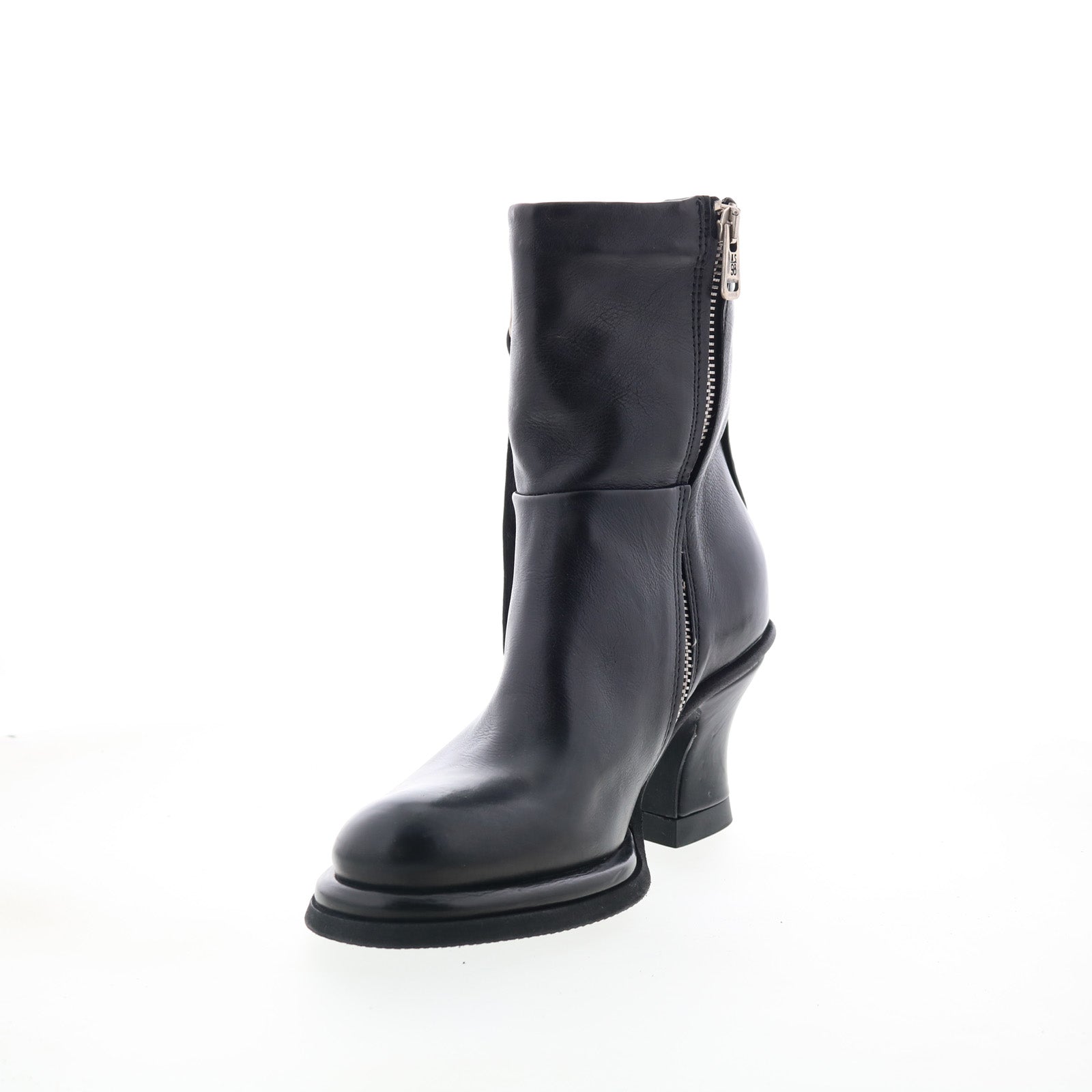 Nelle Womens Black Leather Zipper Casual Dress Boots