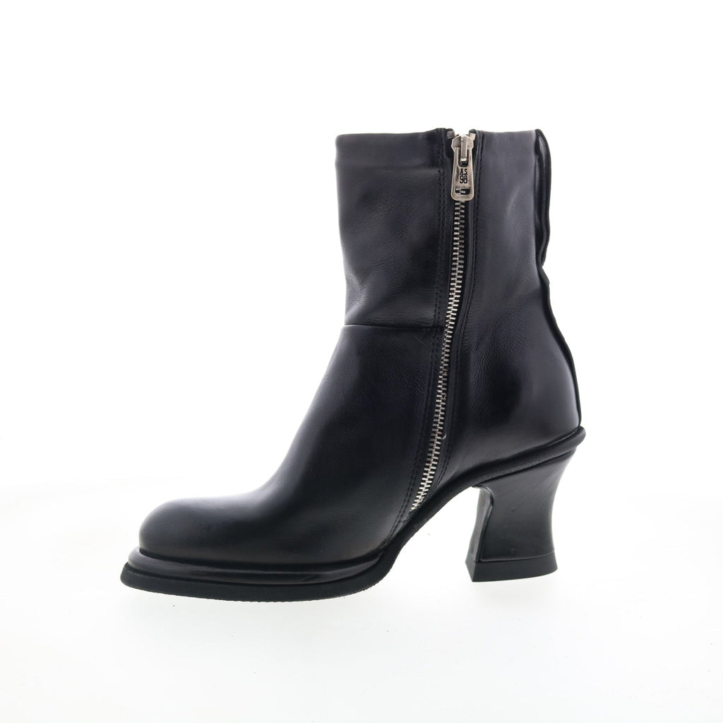 Nelle Womens Black Leather Zipper Casual Dress Boots
