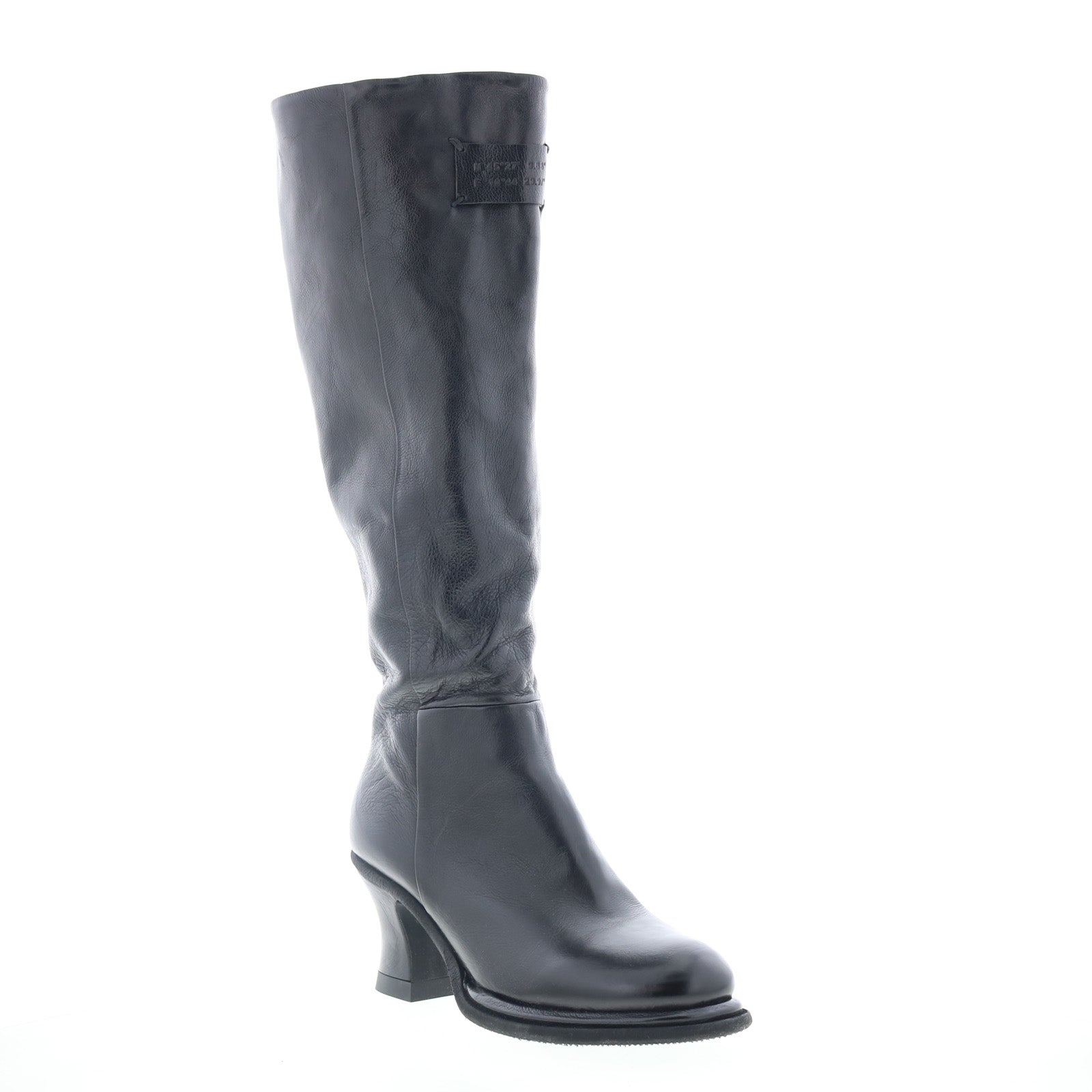 Nettie Womens Black Leather Zipper Knee High Boots