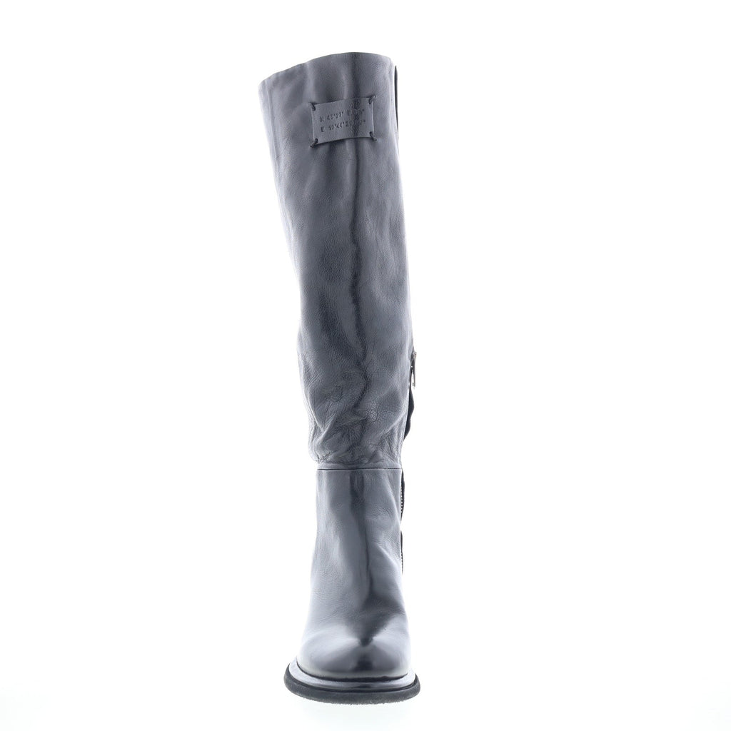 Nettie Womens Black Leather Zipper Knee High Boots