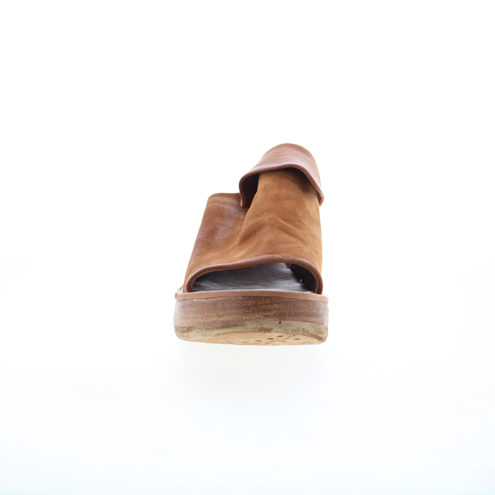 Niels Womens Brown Leather Slip On Wedges Sandals Shoes