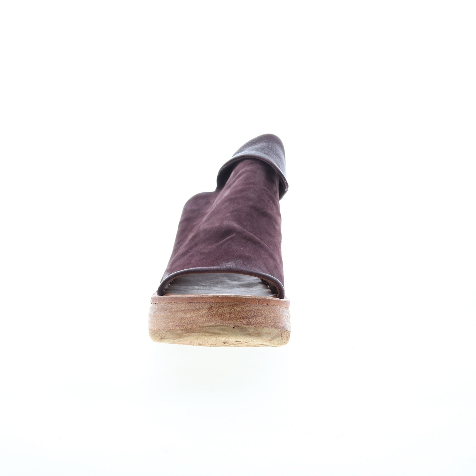 Niels Womens Burgundy Leather Slip On Wedges Sandals Shoes