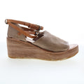 Nino Womens Brown Leather Hook & Loop Wedges Sandals Shoes
