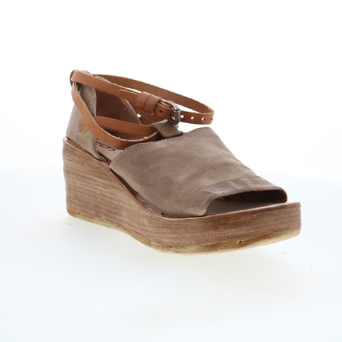 Nino Womens Brown Leather Hook & Loop Wedges Sandals Shoes