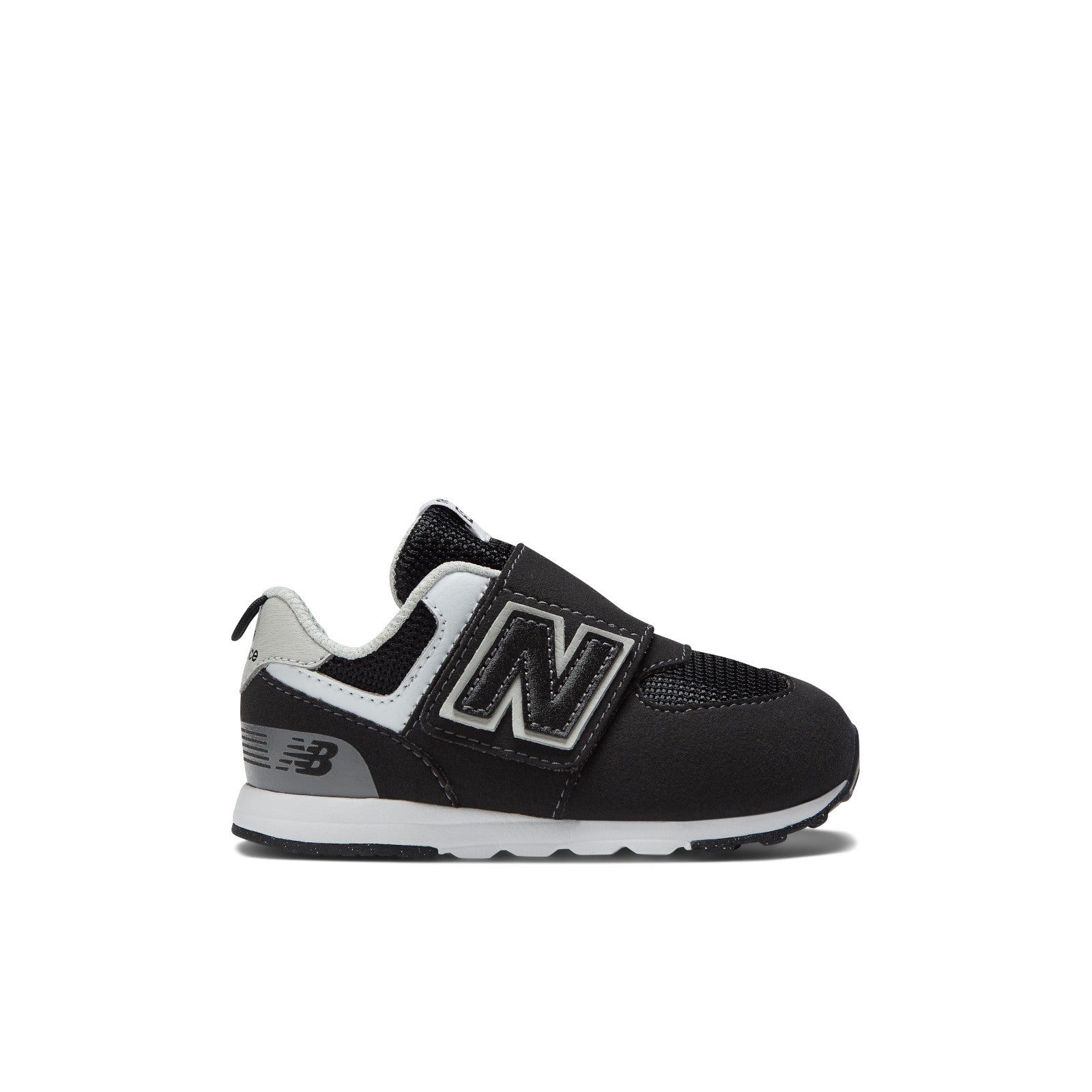 Toddler 574 B Hook & Loop in Black with Silver Metallic