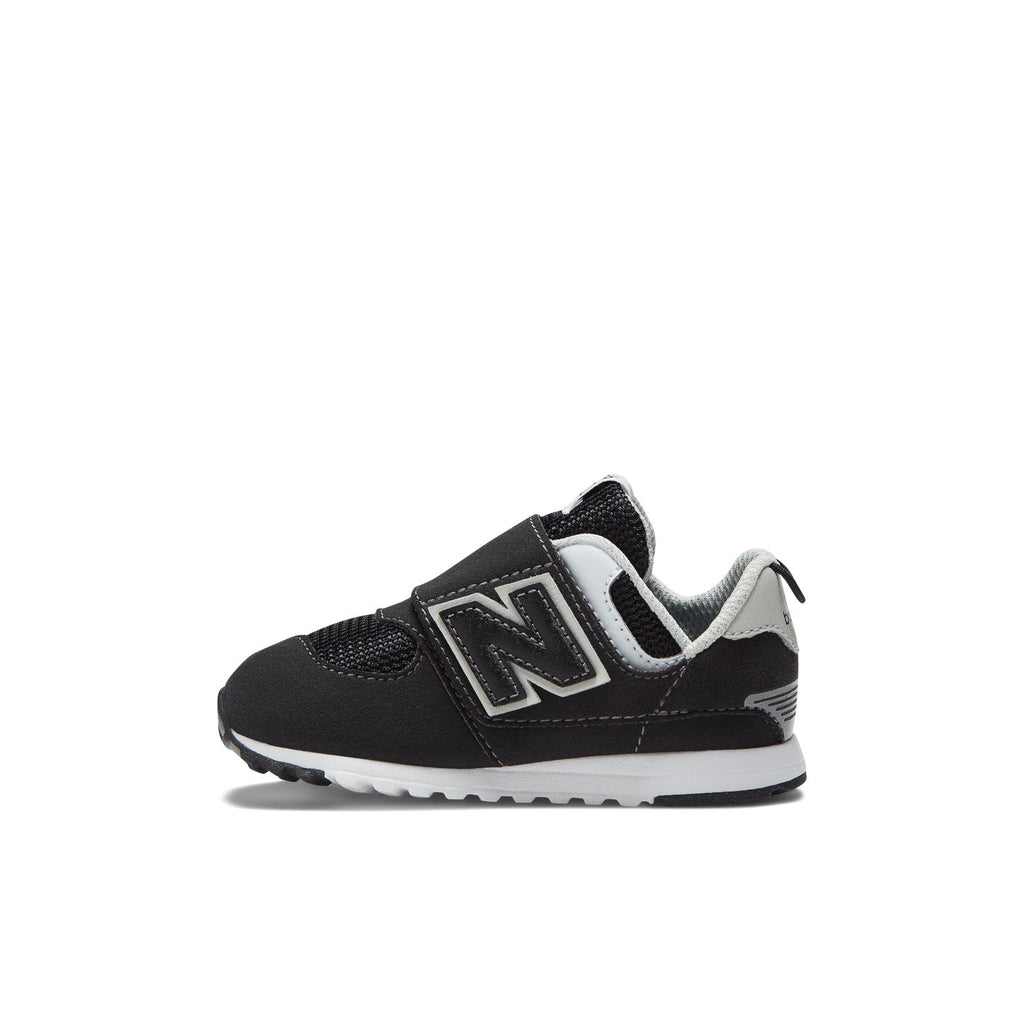 Toddler 574 B Hook & Loop in Black with Silver Metallic