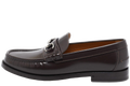 Brown Leather Horsebit Slip On Loafers