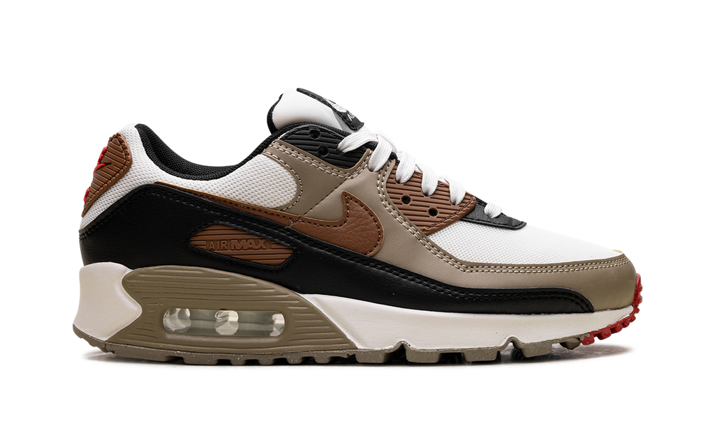 Air Max 90 WMNS "Phantom Black Fire Red Light British Tan" DH8010 005
