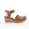 Pietro Womens Brown Leather Hook & Loop Wedges Sandals Shoes