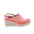 Puck Womens Orange Leather Hook & Loop Wedges Sandals Shoes