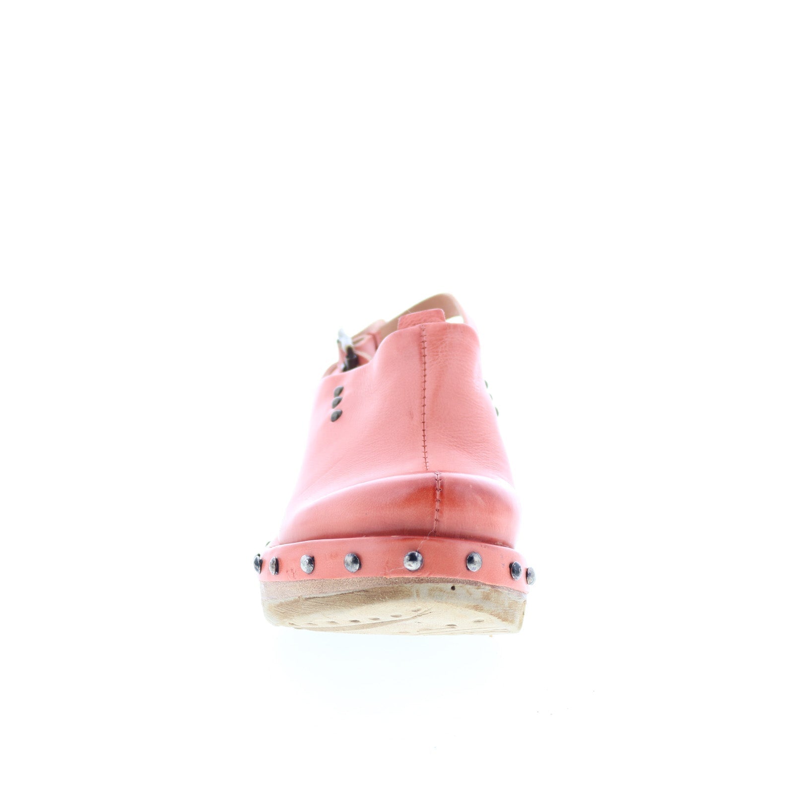Puck Womens Orange Leather Hook & Loop Wedges Sandals Shoes