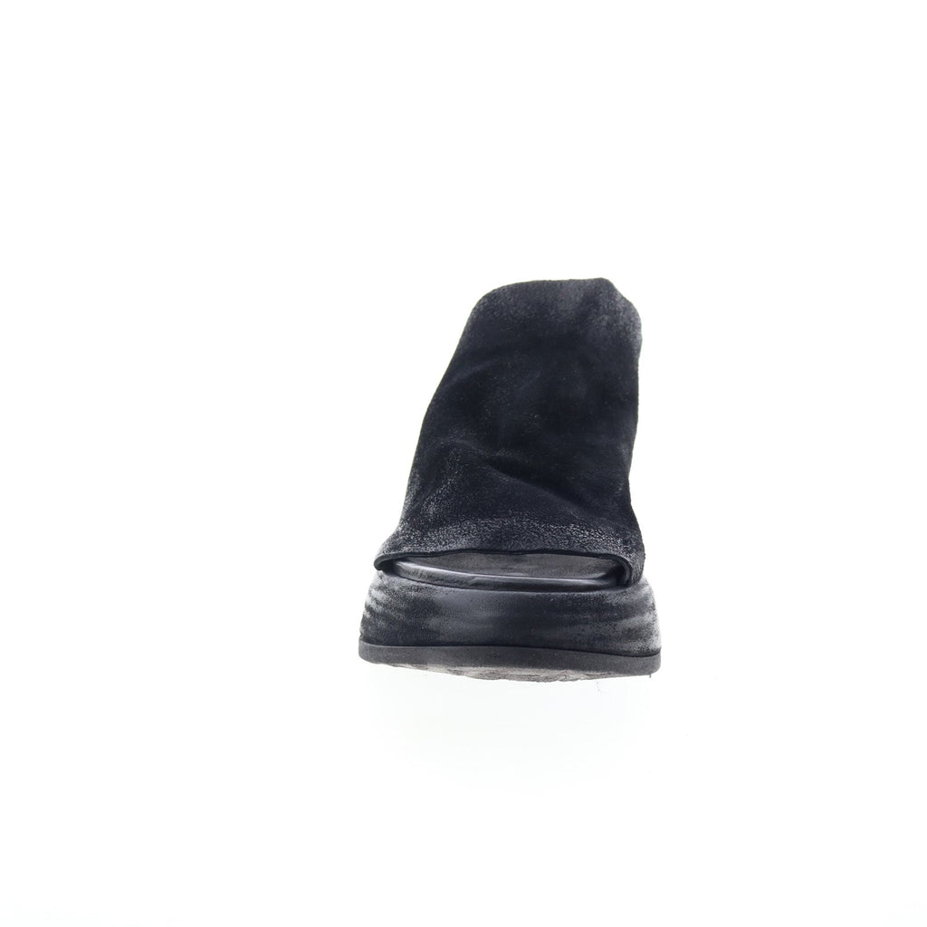 Rafe Womens Black Leather Slip On Platform Sandals Shoes