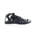 Ralston Womens Black Leather Hook & Loop Strap Sandals Shoes