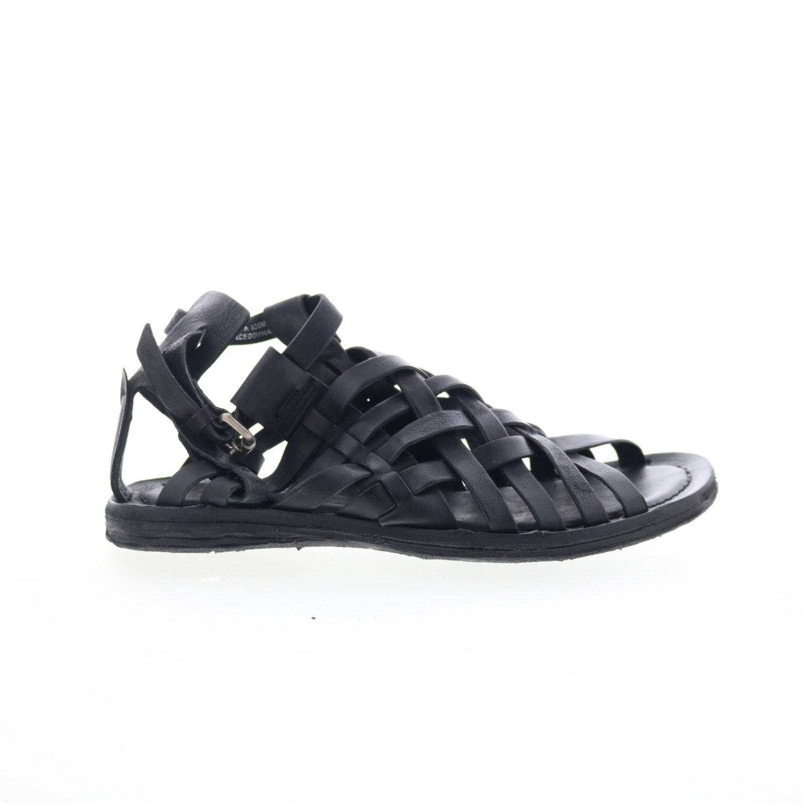 Ralston Womens Black Leather Hook & Loop Strap Sandals Shoes