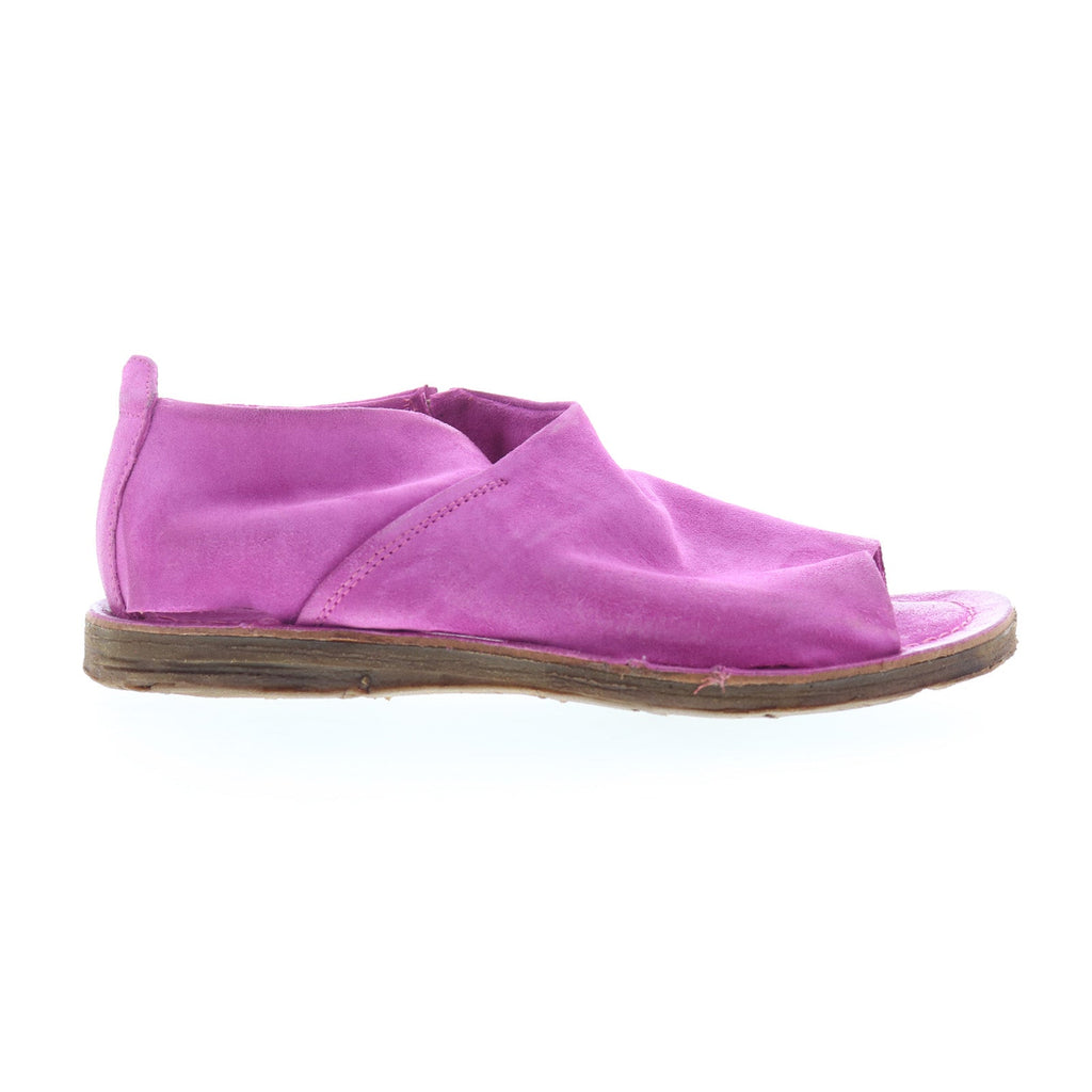 Reiley Womens Purple Leather Slip On Mule Flats Shoes