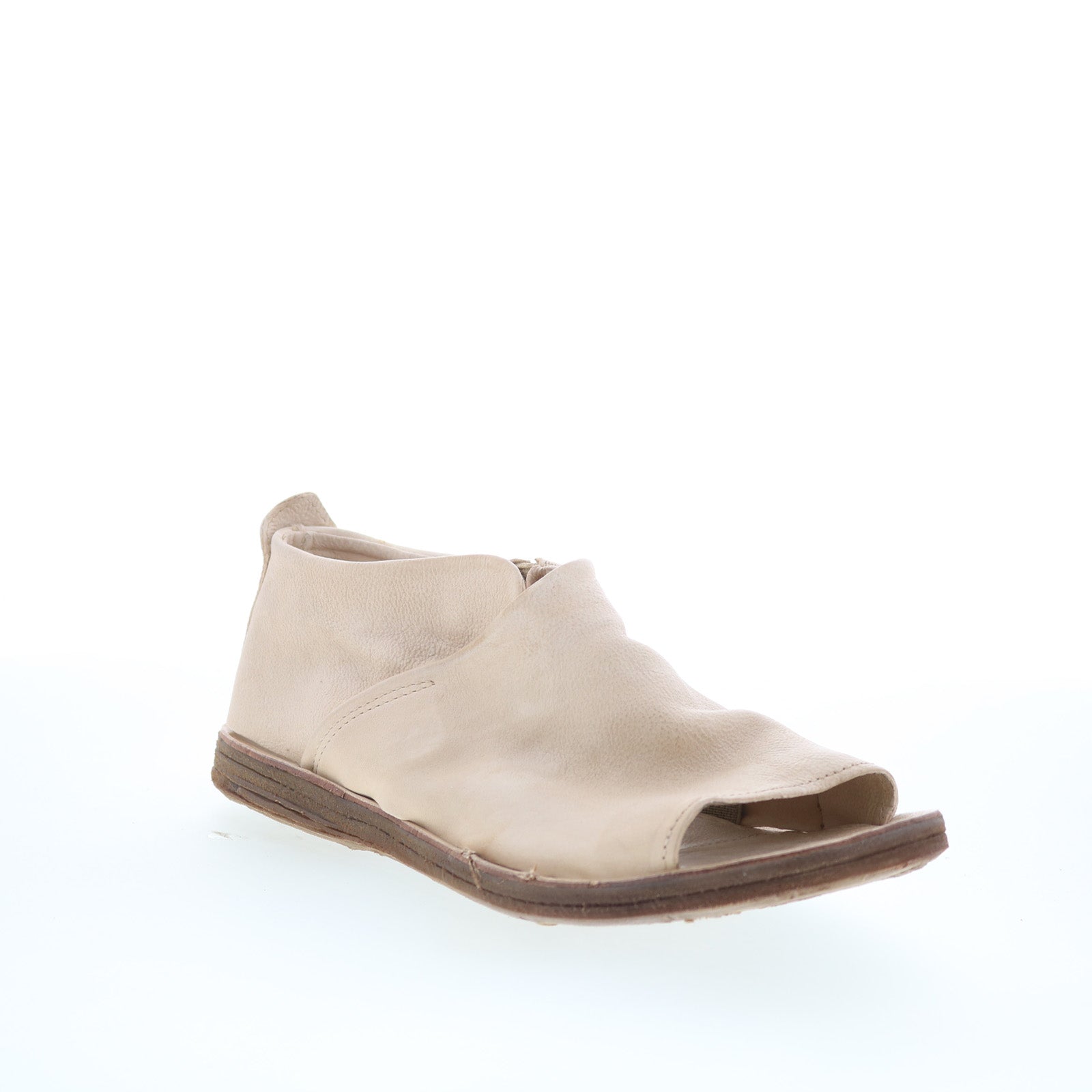 Reiley Womens Beige Leather Slip On Strap Sandals Shoes