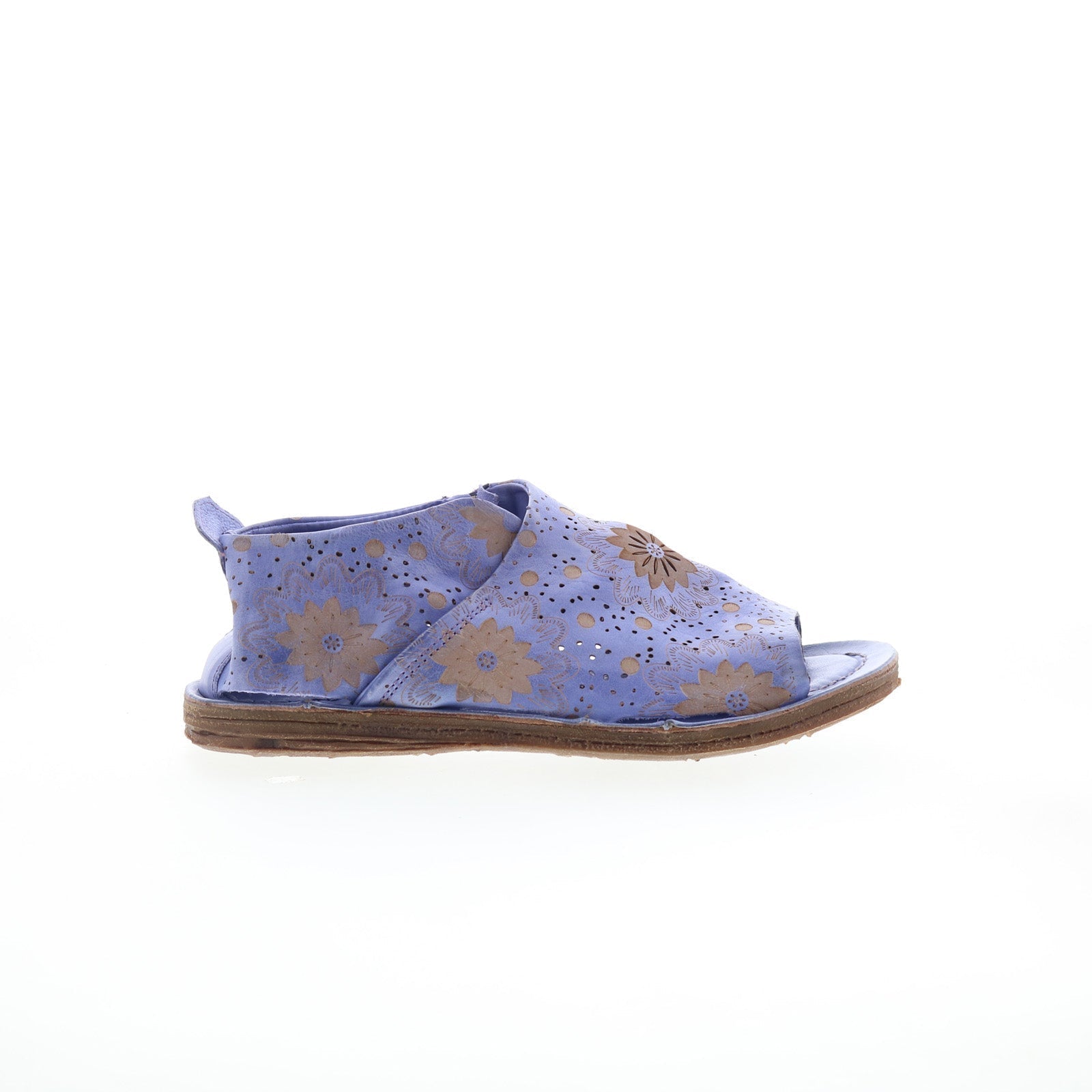 Reiley Floral Womens Purple Leather Slip On Mule Flats Shoes