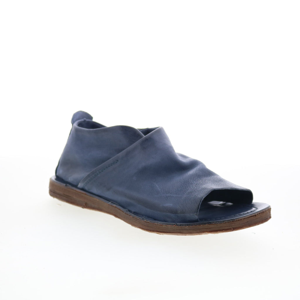 Reiley Womens Blue Leather Slip On Strap Sandals Shoes