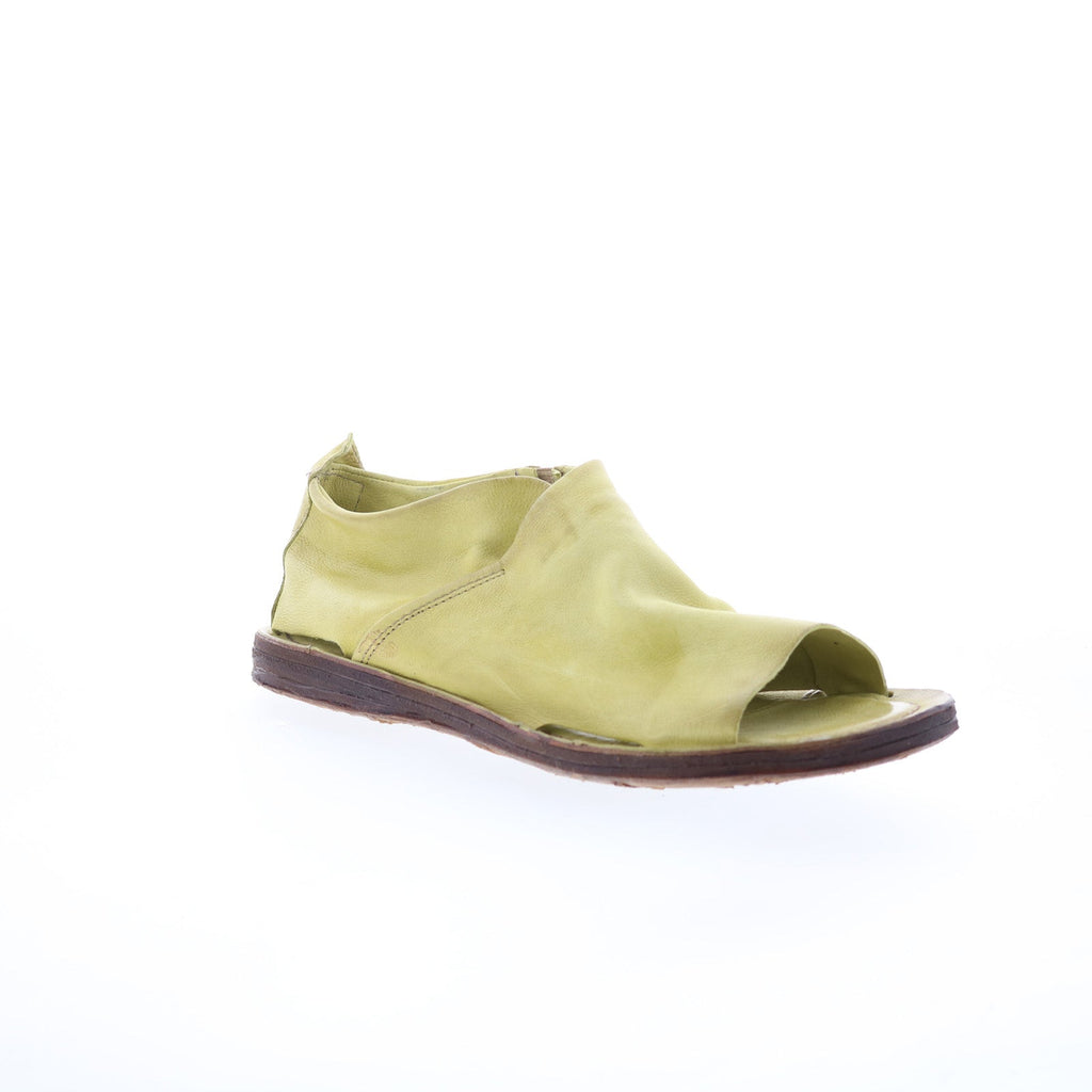 Reiley Womens Green Leather Slip On Mule Flats Shoes
