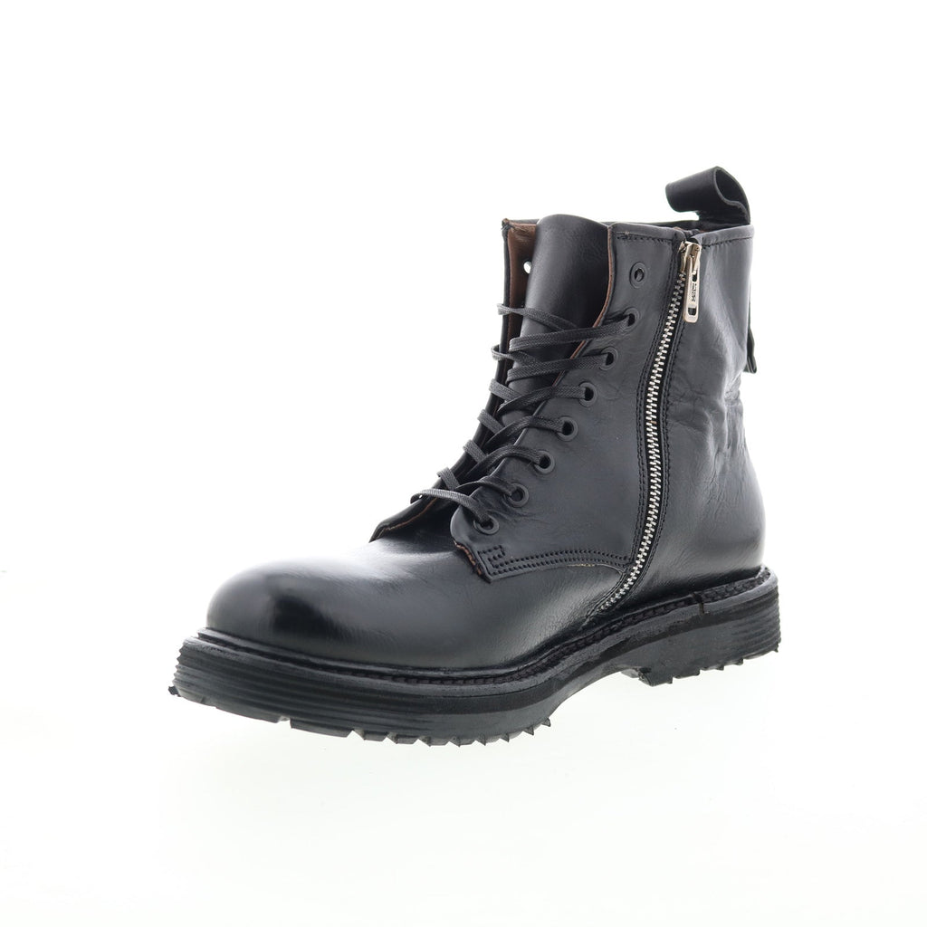 Renald Mens Black Leather Zipper Casual Dress Boots