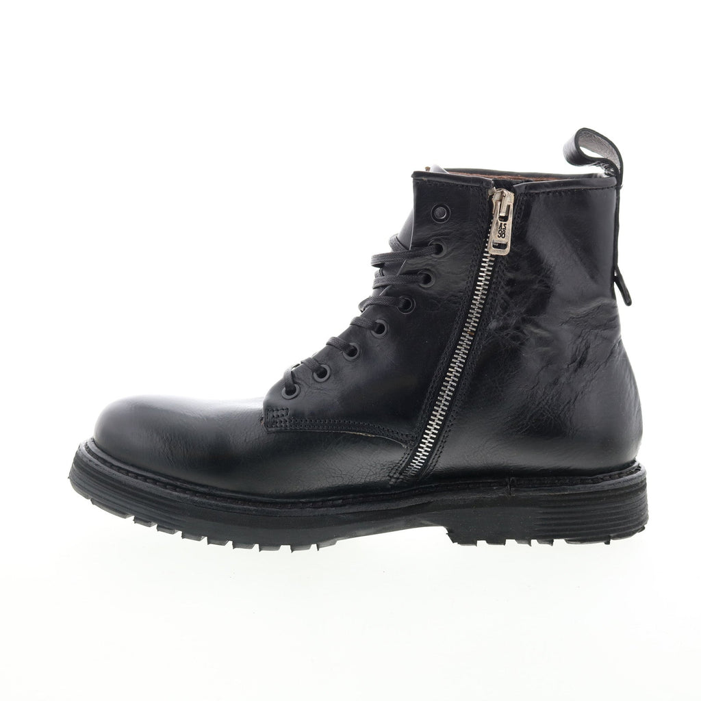 Renald Mens Black Leather Zipper Casual Dress Boots