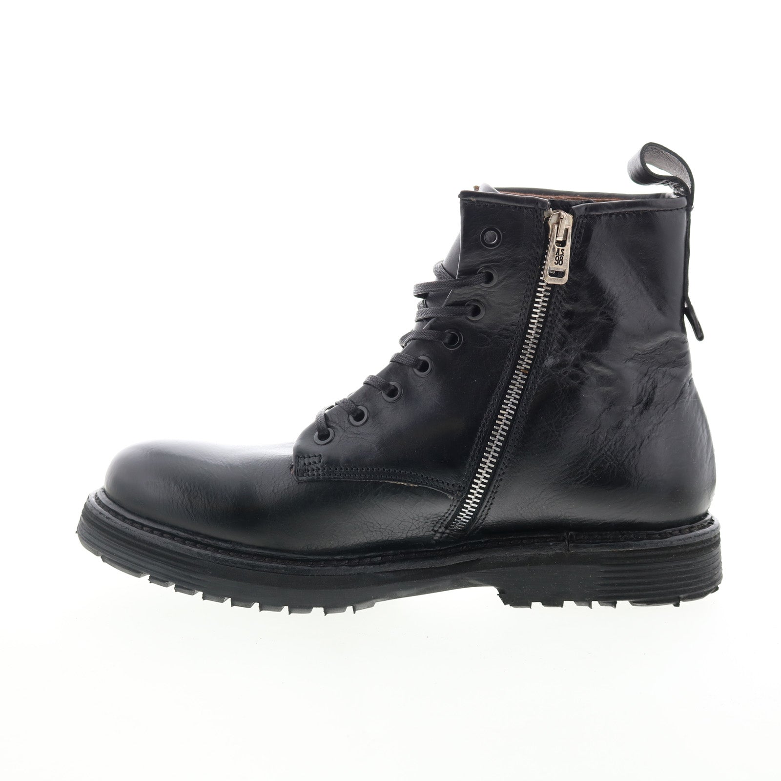 Renald Mens Black Leather Zipper Casual Dress Boots