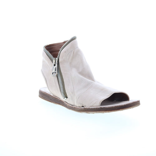 Ritchie Womens Gray Leather Zipper Mule Flats Shoes