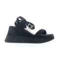 Rooney Womens Black Leather Hook & Loop Platform Sandals Shoes